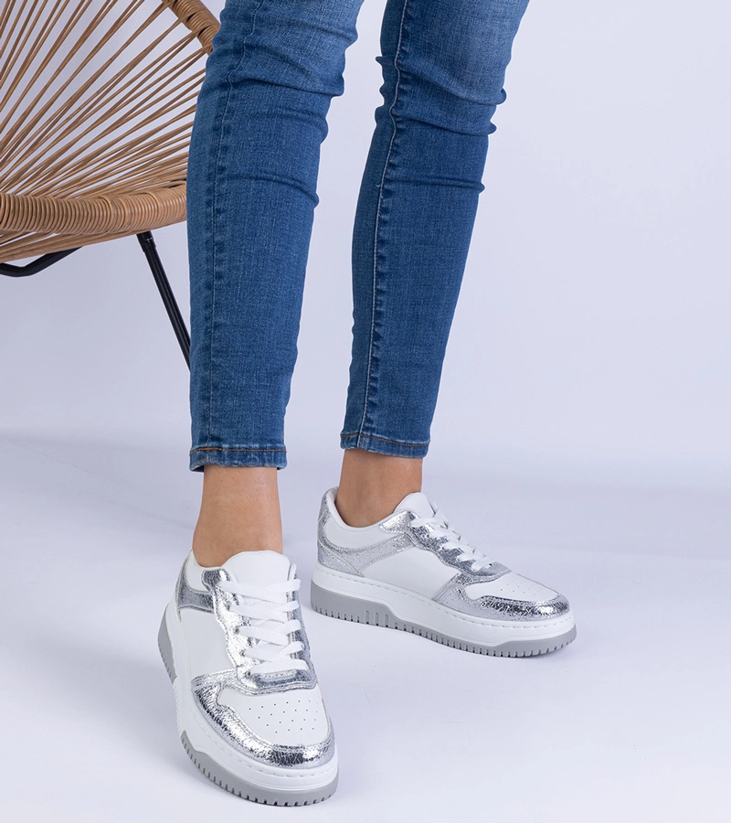 Gemre Adidași argintii cu talpă groasă Undina