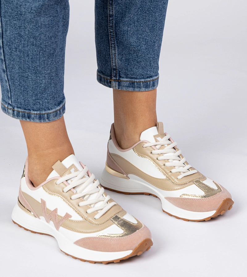 Gemre Adidași damă alb-roze cu detalii leopard Kalasa