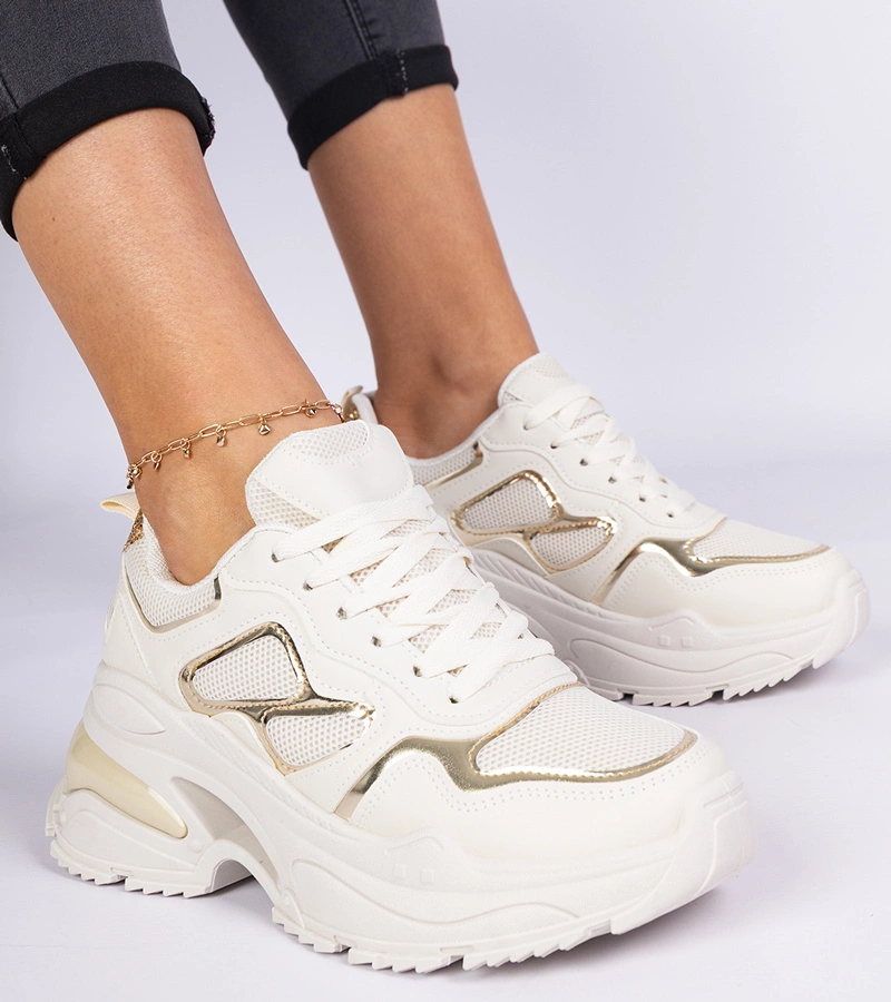 Gemre Adidași bej pentru femei decorați cu sclipici Sandoria