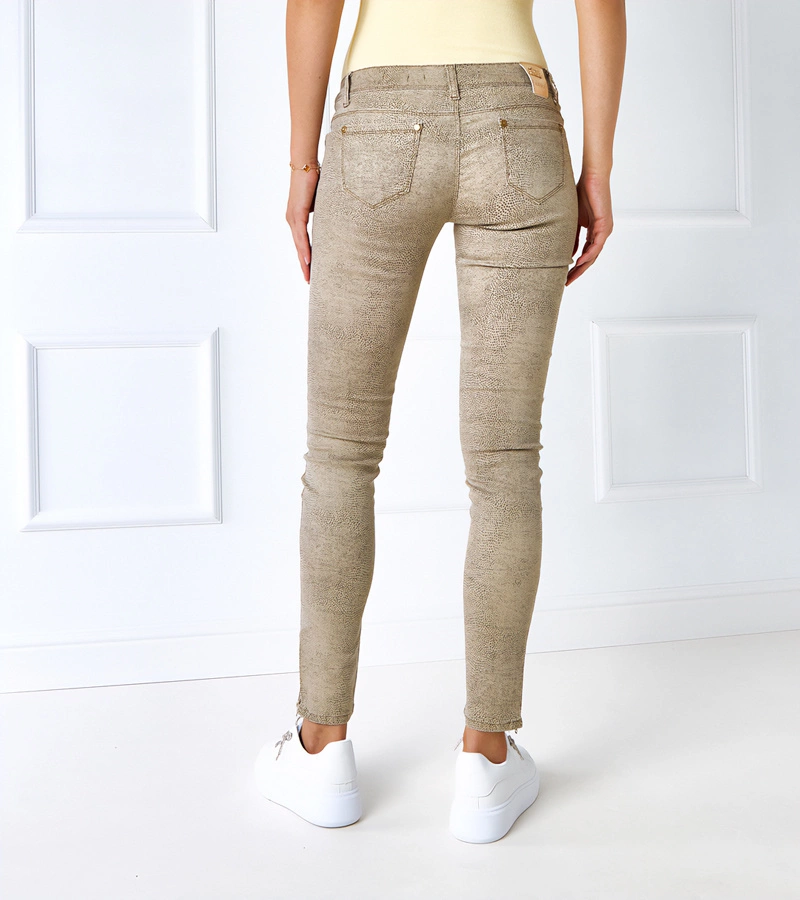 Gemre Pantaloni slim cu talie înaltă bej Eglantine