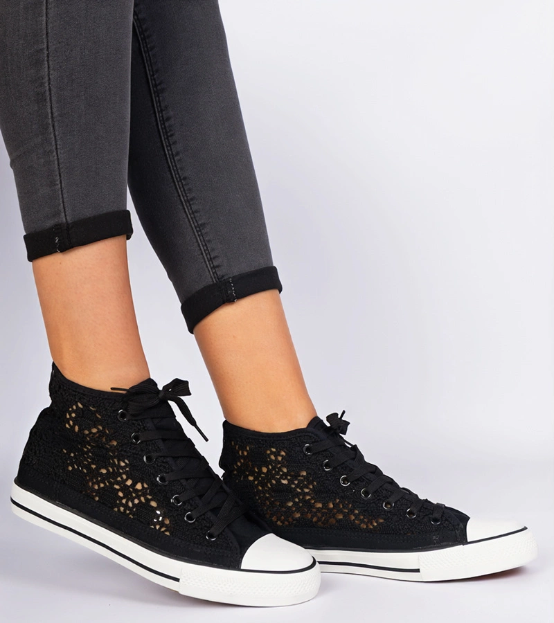 Gemre Adidași negri de damă cu model ajurat Lesli