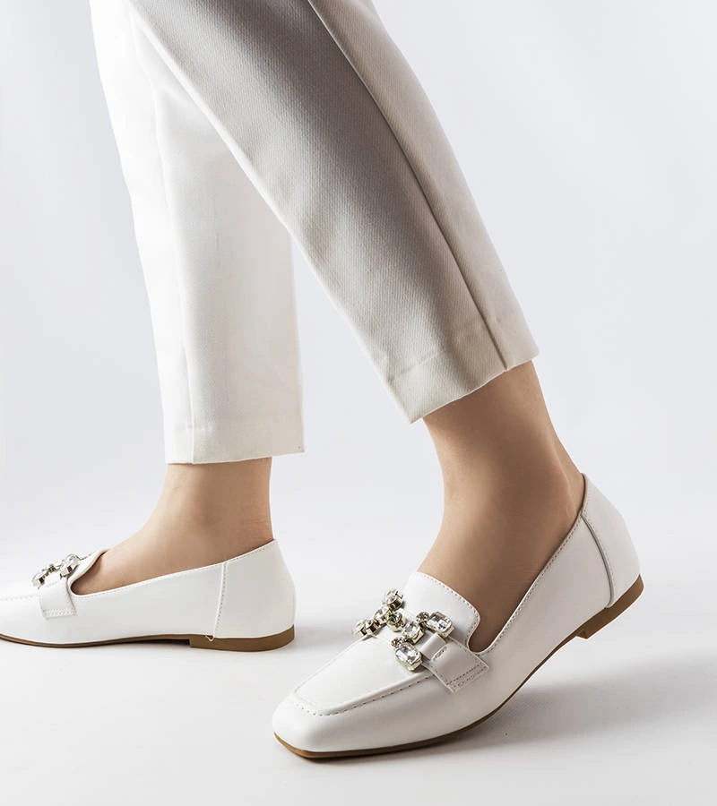 Gemre White moccasins with rhinestones Marechal