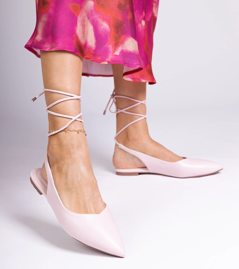 Gemre Pantofi roz cu toc jos din piele ecologică Terry