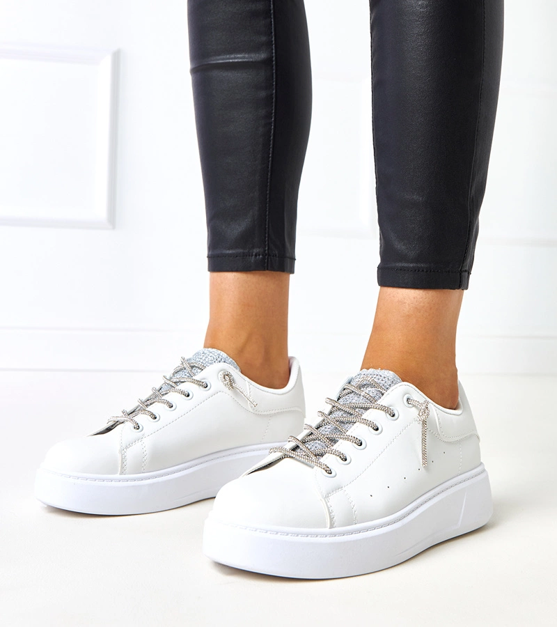 Gemre Sneakers albi cu decor atractiv Asmait