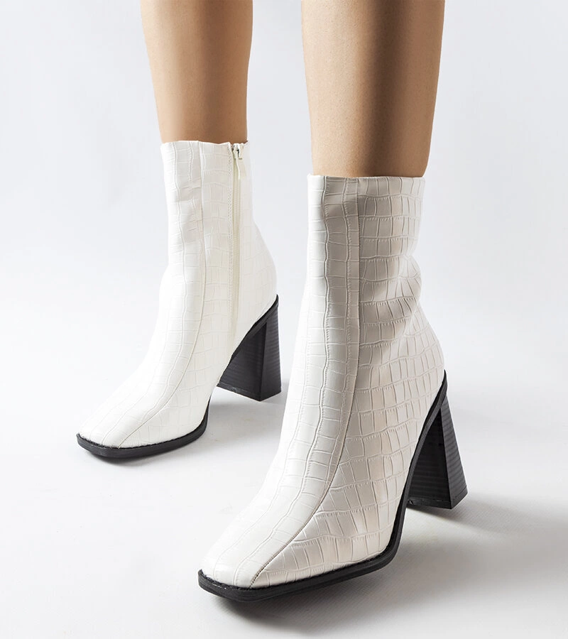 Gemre White ankle boots with crocodile leather imitation Belluci
