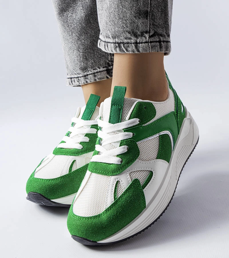 Gemre Adidași din material combinat Riel verde