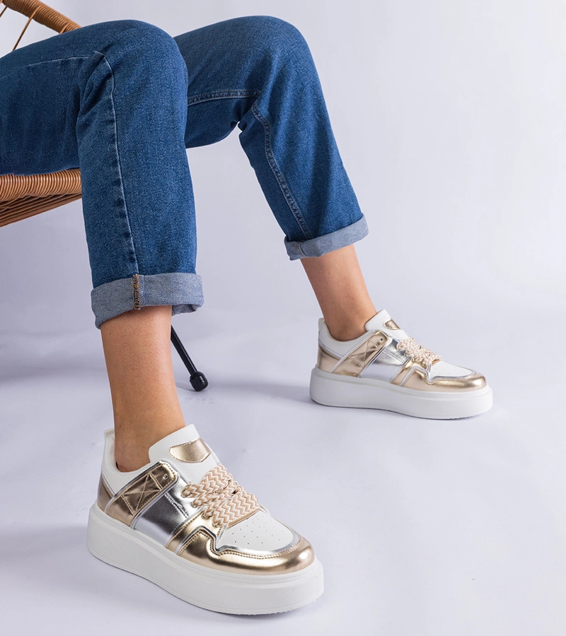 Gemre Golden sneakers with silver inserts Kimberly