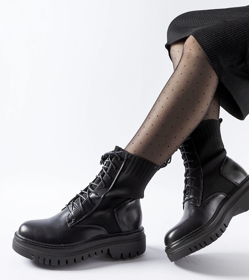Gemre Black sock chunky boots Perticara