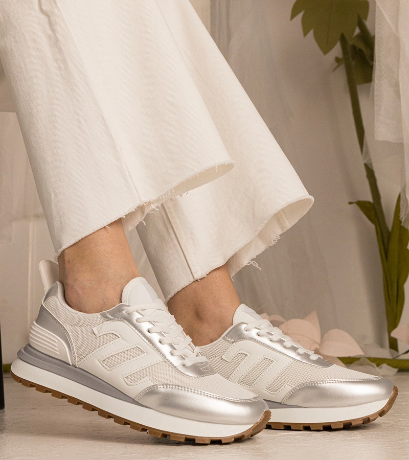 Gemre Adidași sport de damă albi-argintii Marena