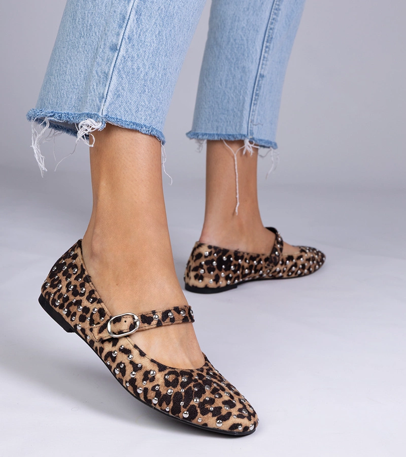 Gemre Balerini cu ținte și cataramă Salos cu imprimeu leopard