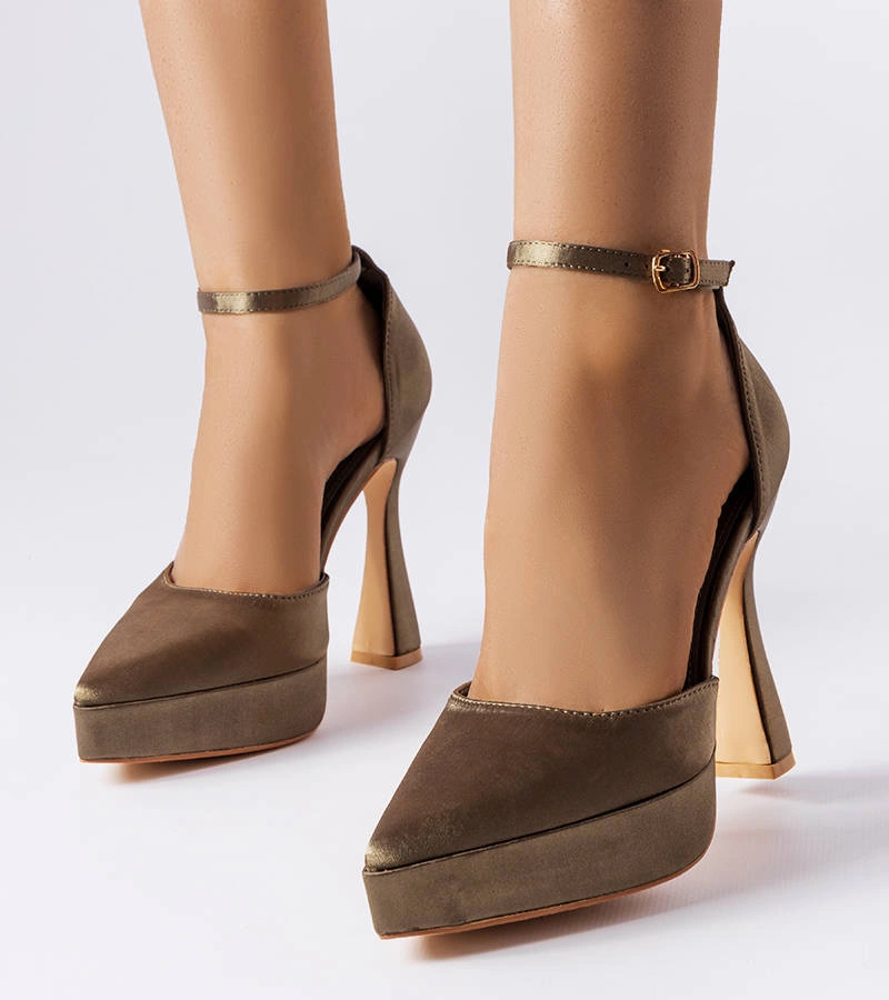 Gemre Pantofi cu toc înalt Lowell de culoare măslinie