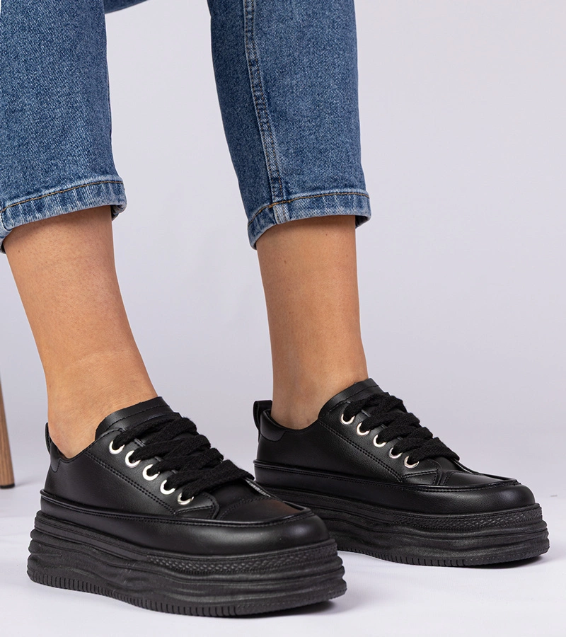 Gemre Adidași negri de damă cu talpă înaltă Selina