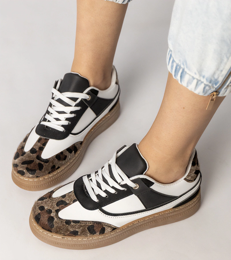 Gemre Adidași alb-negru cu detalii leopard Meril