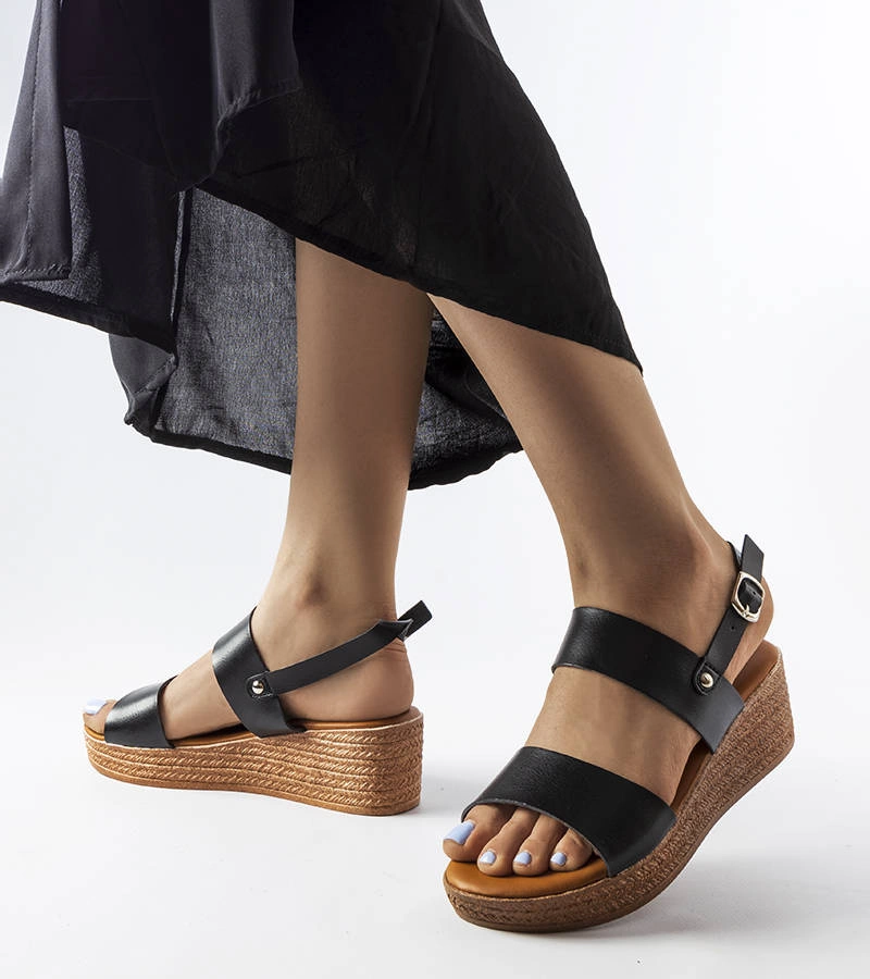 Gemre Black wedge sandals Pogibonsi