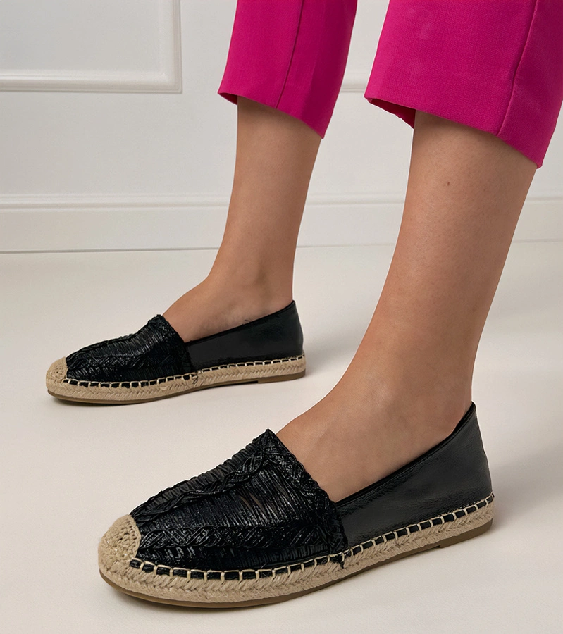 Gemre Black lace platform espadrilles Zelvira