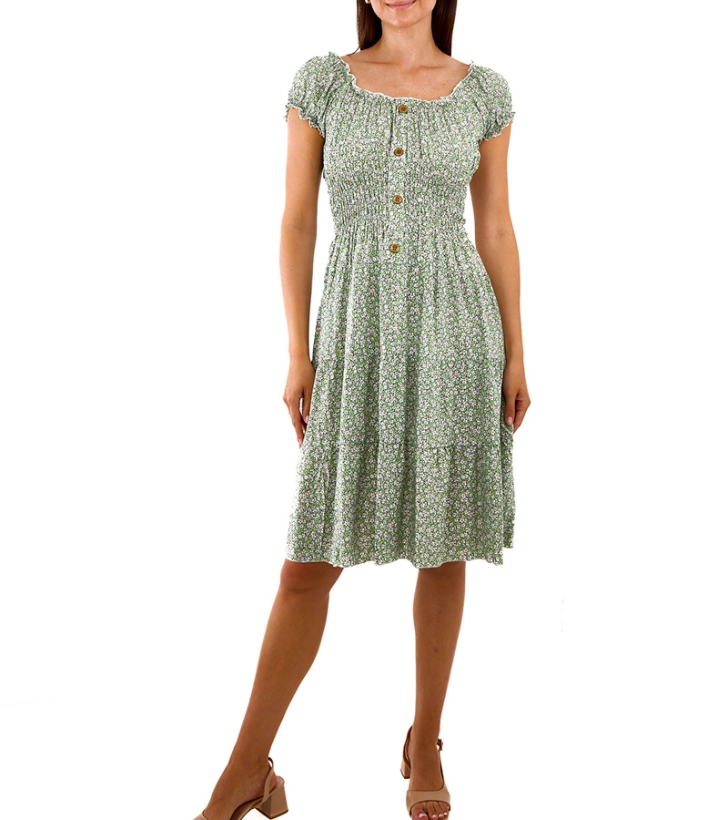 Gemre Rochie midi verde cu flori de Sauro