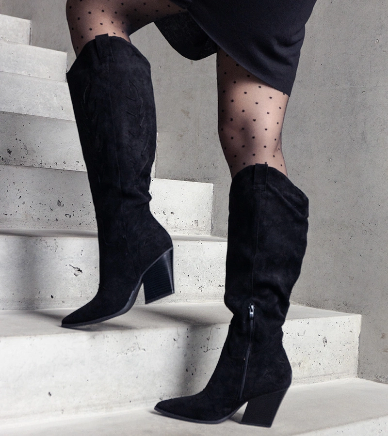 Gemre Cizme de cowboy stiletto izolate negre de la Arsenio