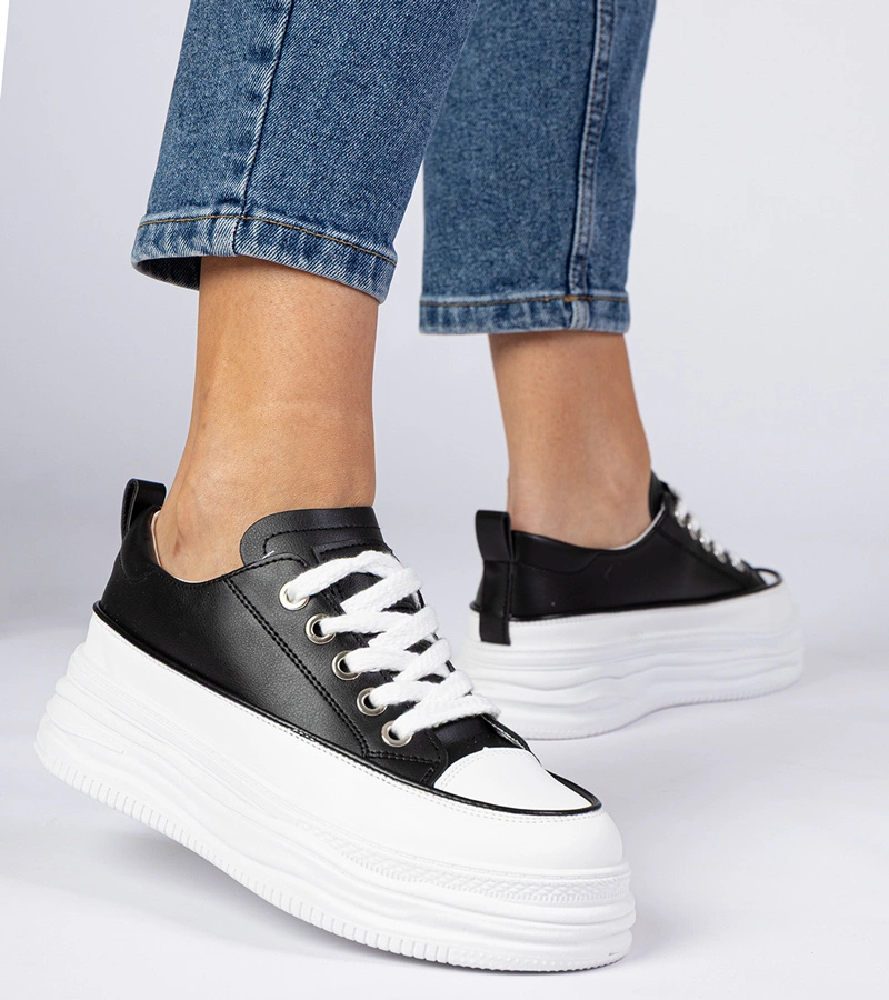 Gemre Adidași pentru femei alb-negru cu talpă înaltă Selina