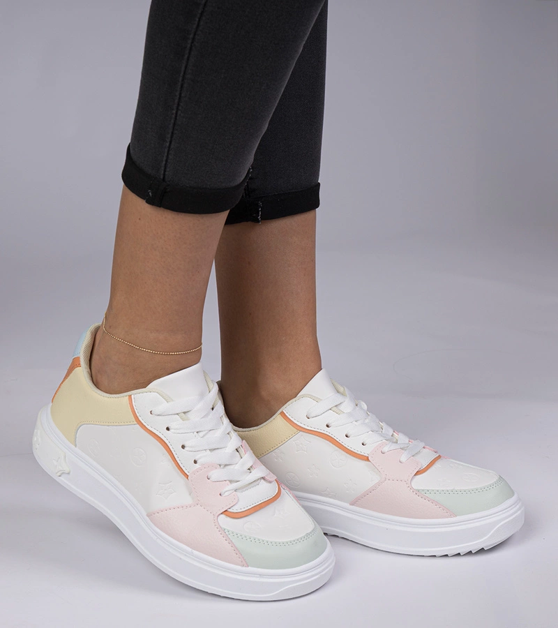 Gemre Pantofi sport alb-galbeni din piele ecologică Lavilia