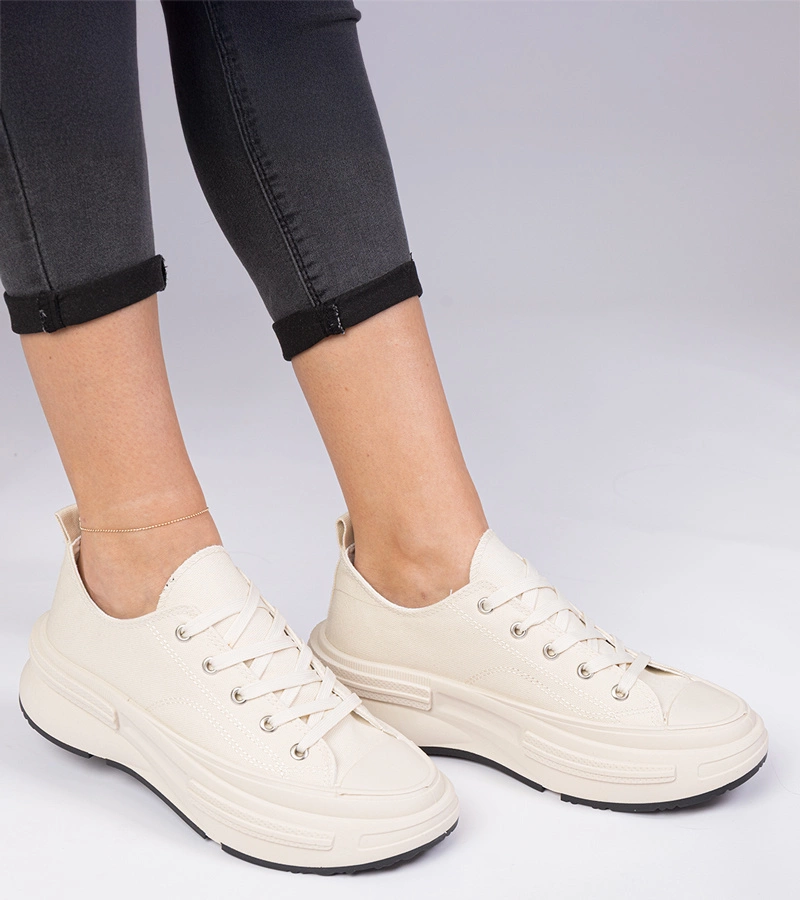 Gemre Adidași bej pentru femei din material Katerin