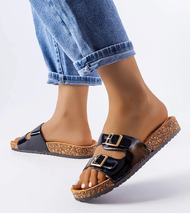 Gemre Black flip-flops on a cork sole Cincinna