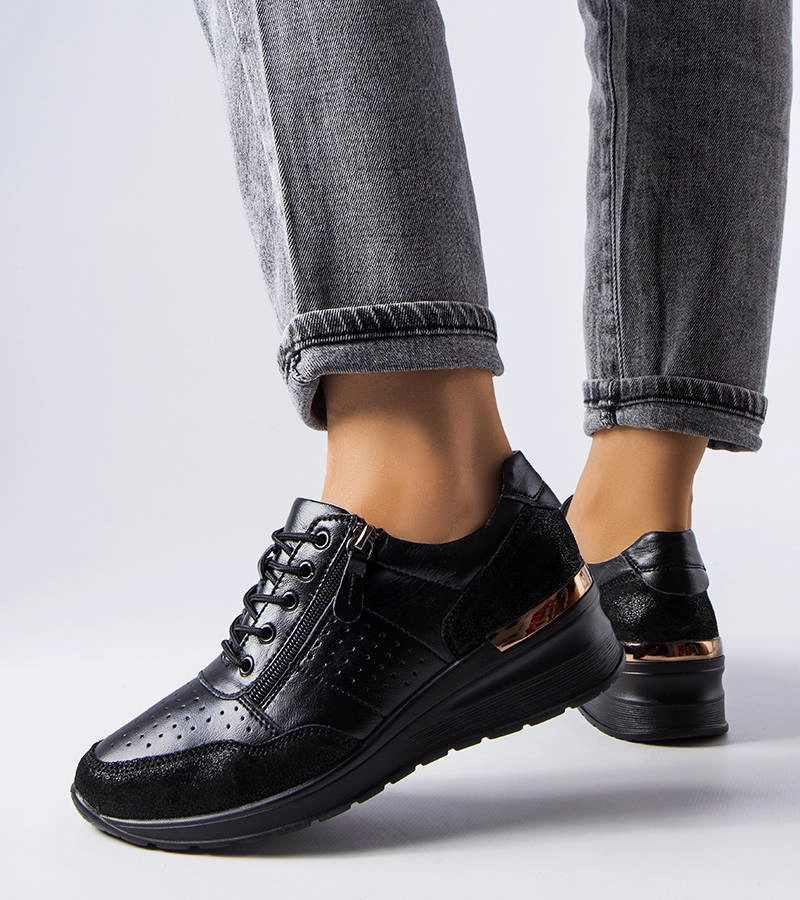 Gemre Pantofi Jazzar din piele neagră traforată