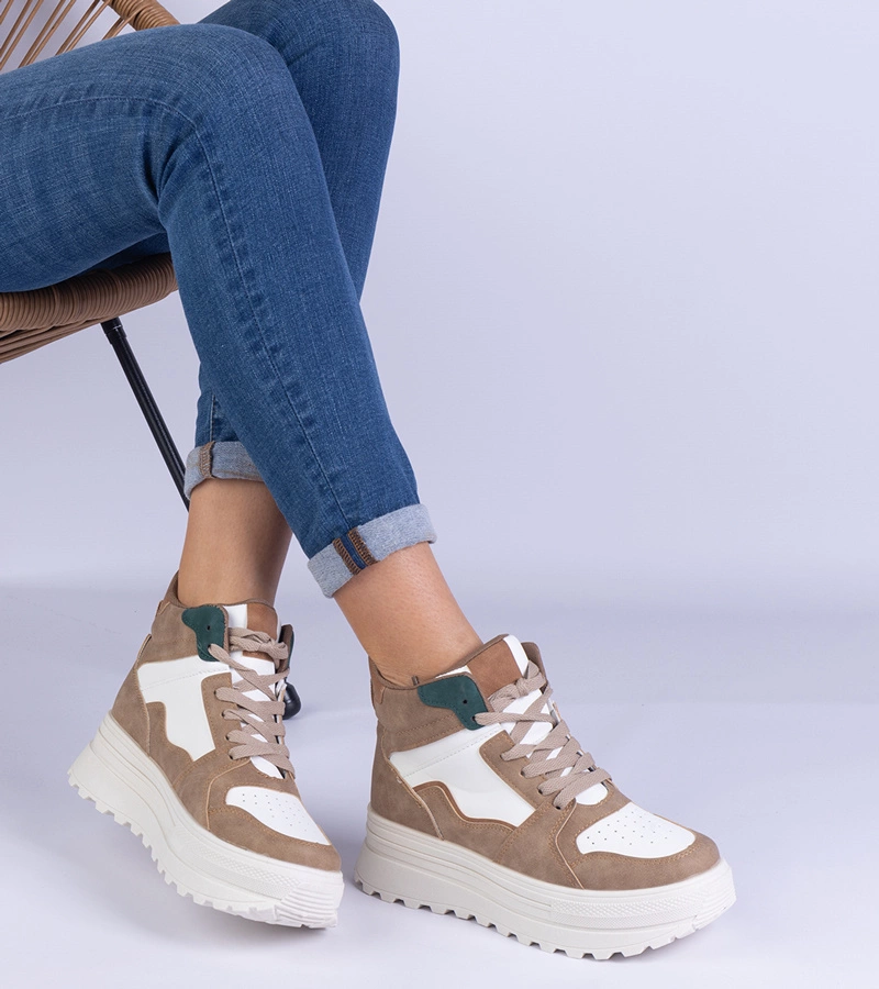 Gemre Adidași sport bej pentru femei pe platformă Sunline