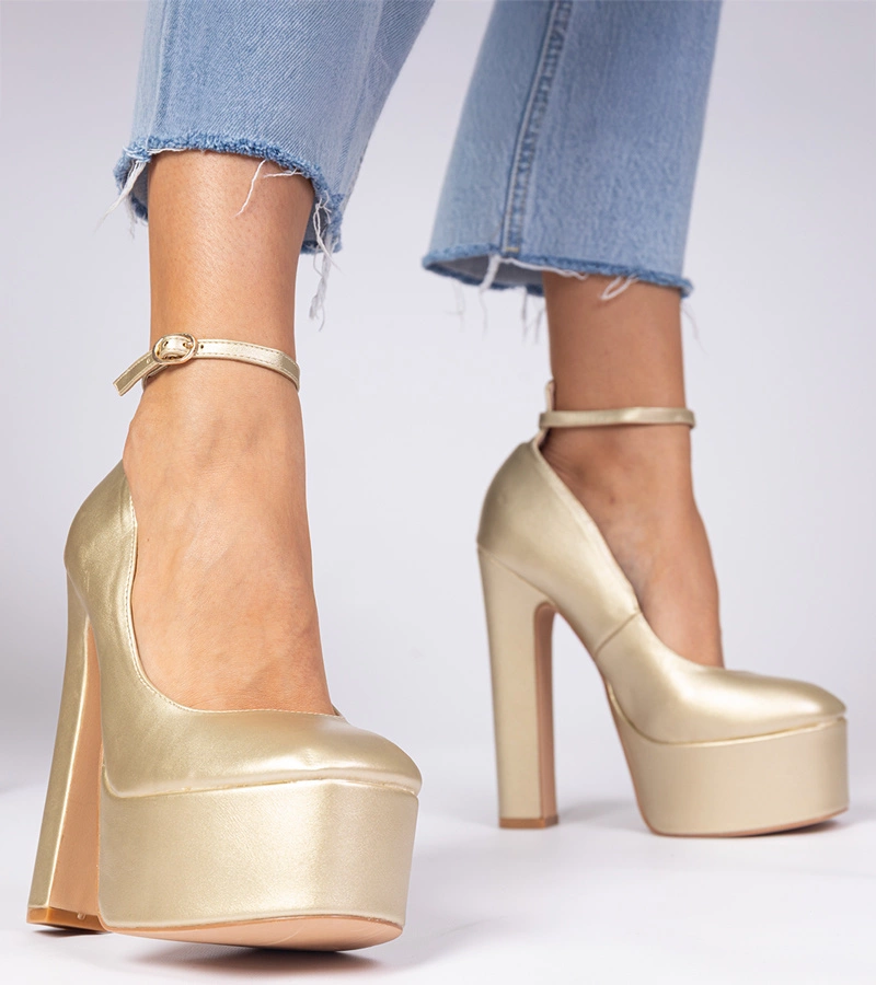 Gemre Pantofi aurii cu toc înalt Felida