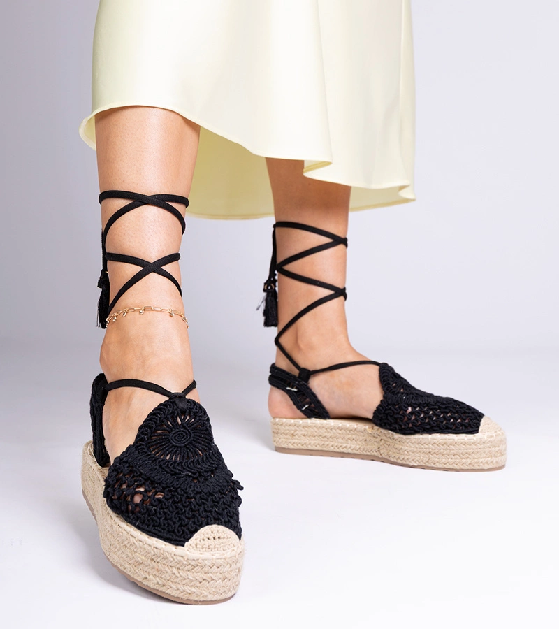 Gemre Sandale negre espadrile împletite Lemura