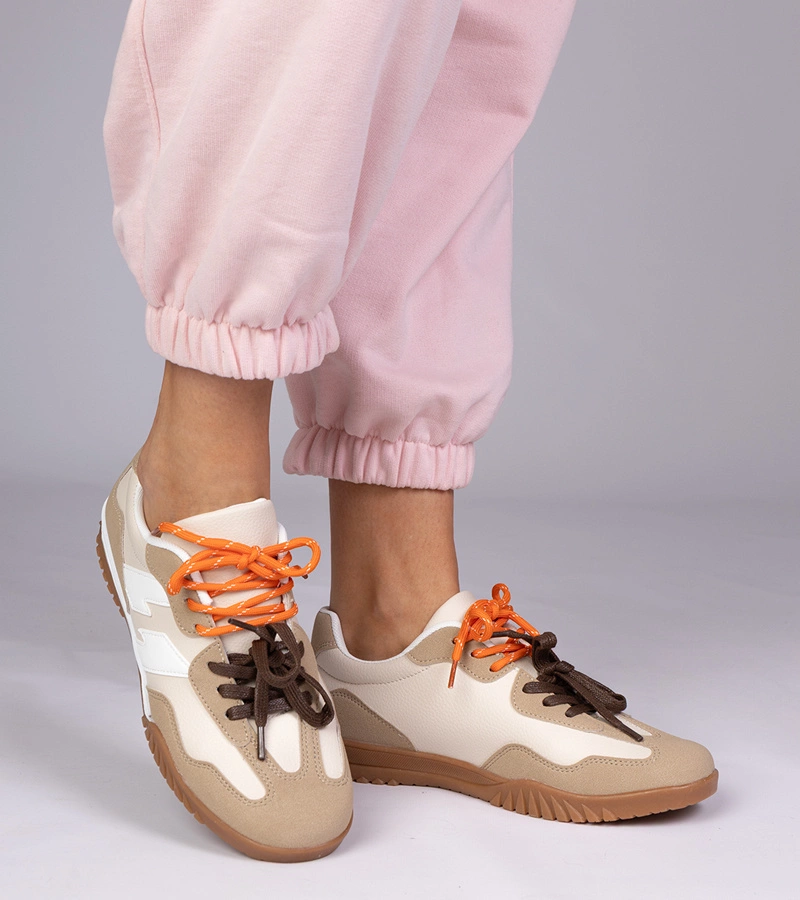 Gemre Adidași bej cu șireturi colorate Bekki