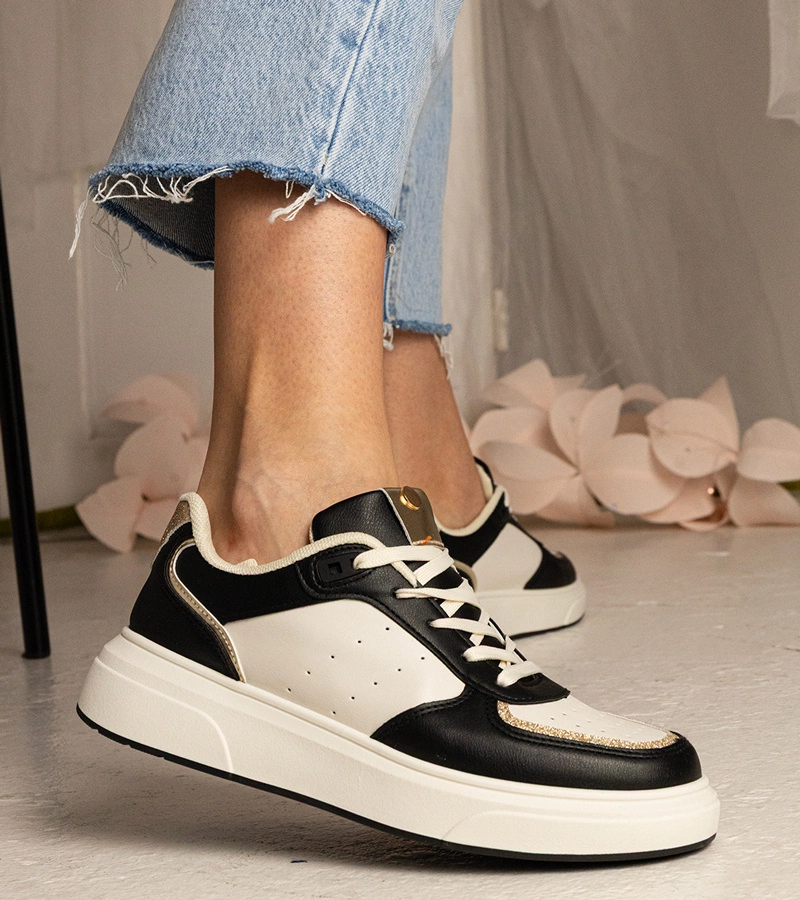 Gemre Adidași negri de damă cu inserție sclipitoare Zorra