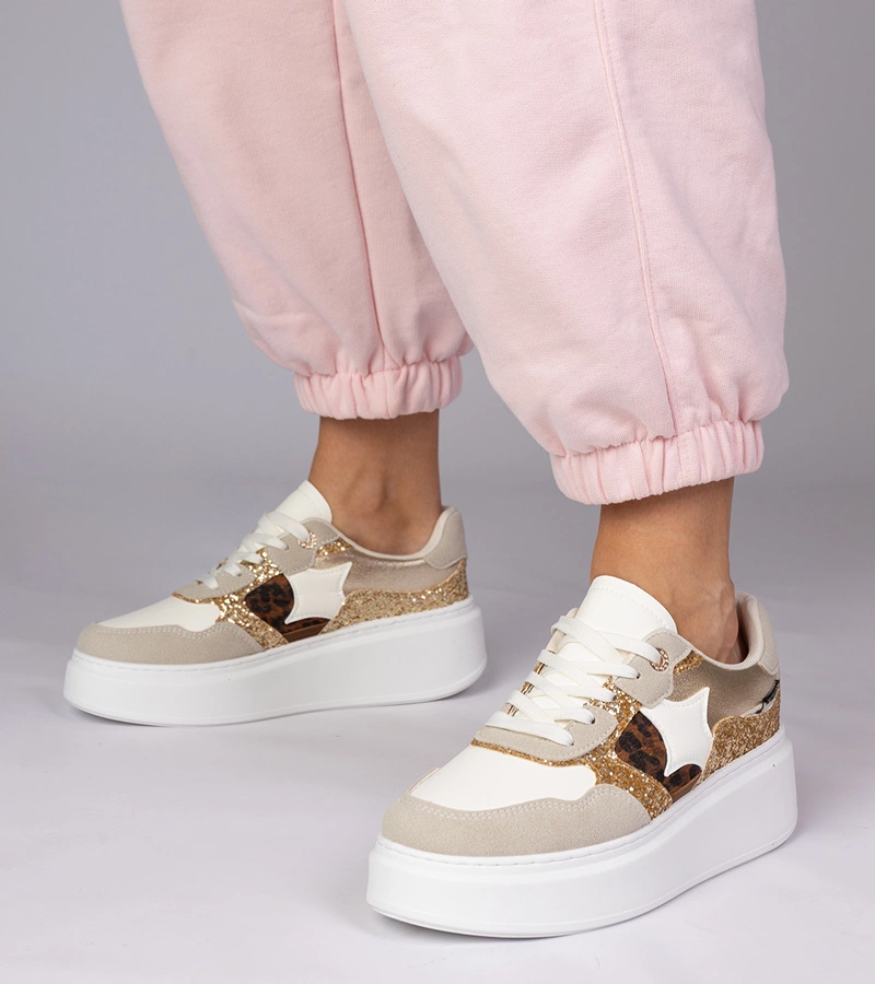 Gemre Adidași cu sclipici și imprimeu animalier Bertula