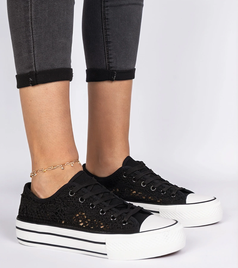 Gemre Pantofi sport negri pentru femei, perforați, Fernansis