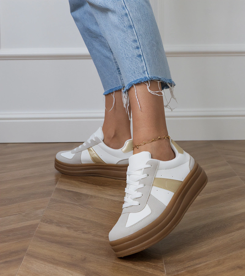 Gemre Adidași albi de damă pe platformă Serila