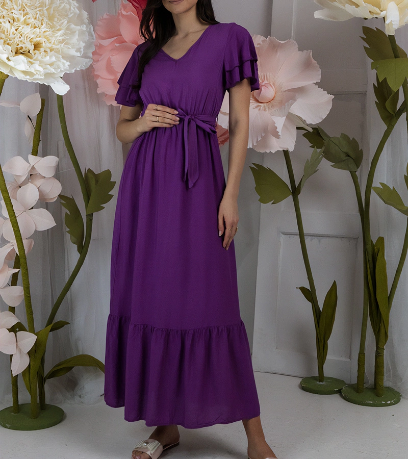 Gemre Rochie maxi mov Akina cu maneci scurte