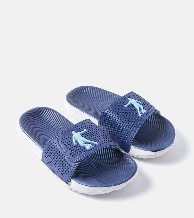 marka niezdefiniowana Flip-flops Athens din cauciuc alb și albastru marin