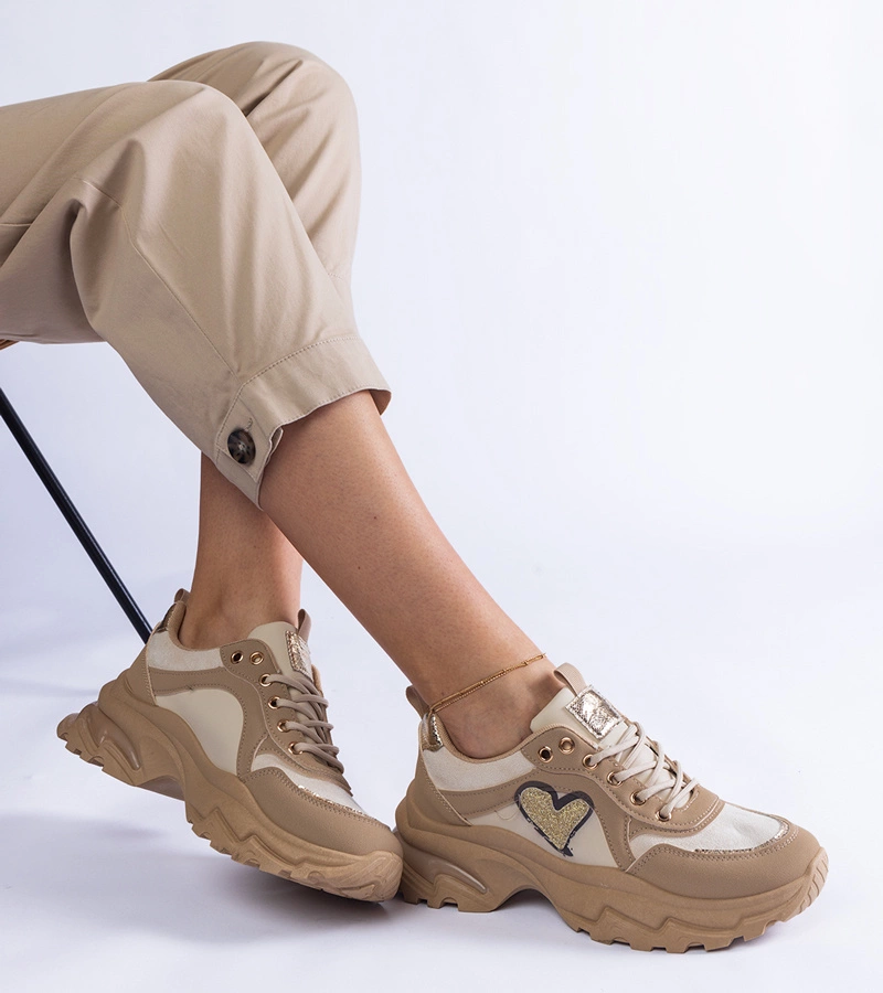 Gemre Brown platform sneakers with a heart by Martinez