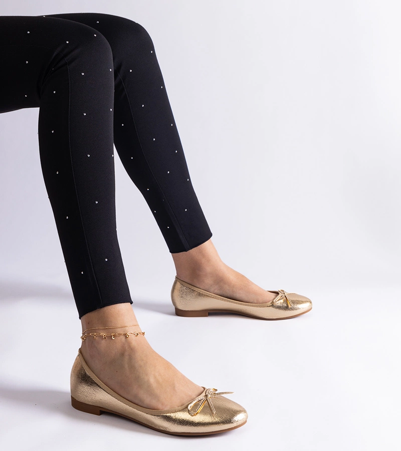 Gemre Balerini aurii decorați cu fundiță Yunka