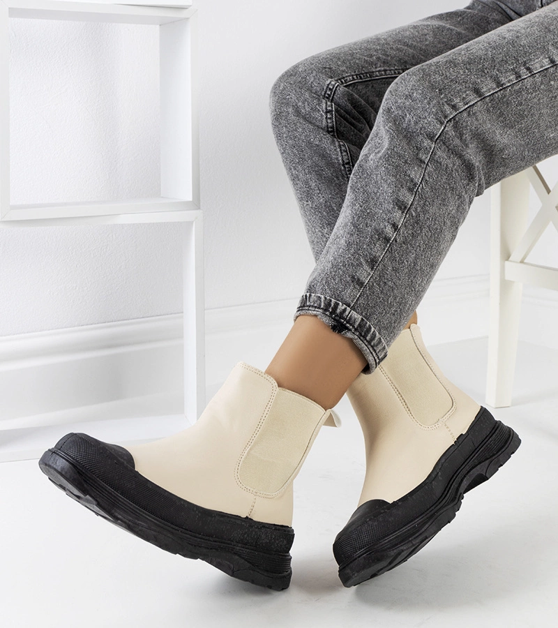 Gemre Beige Chelsea boots eco-leather Loree