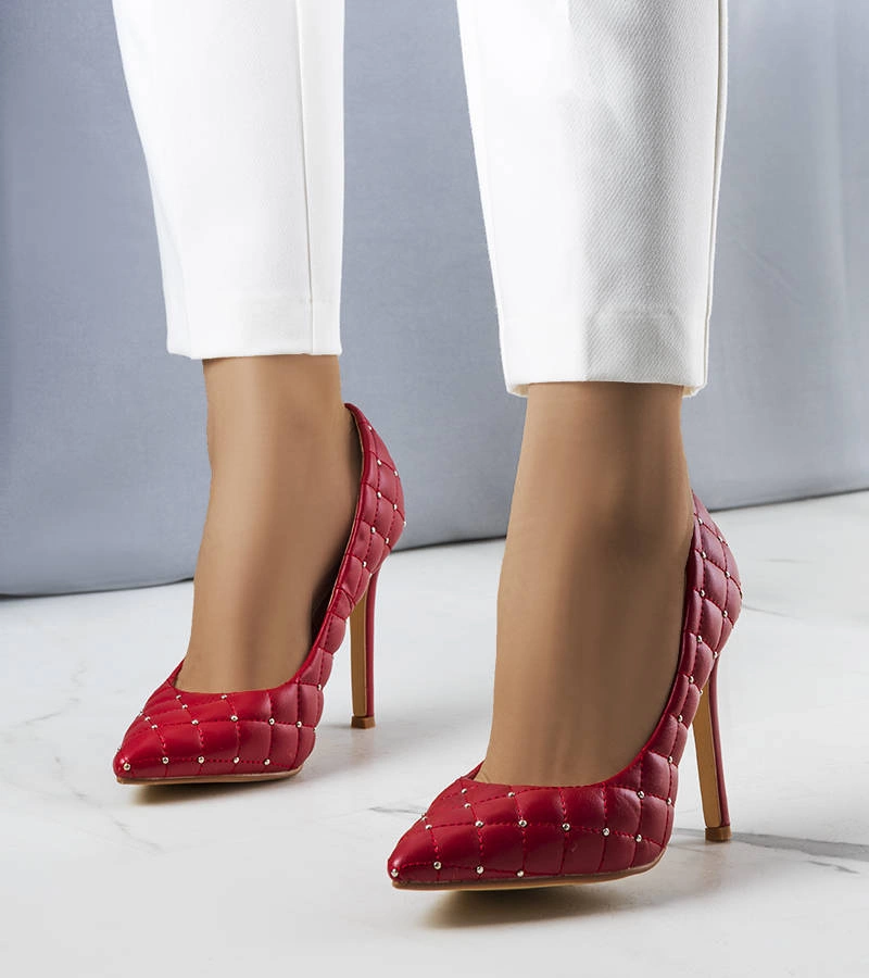 Gemre Dayton roșu matlasat stilettos