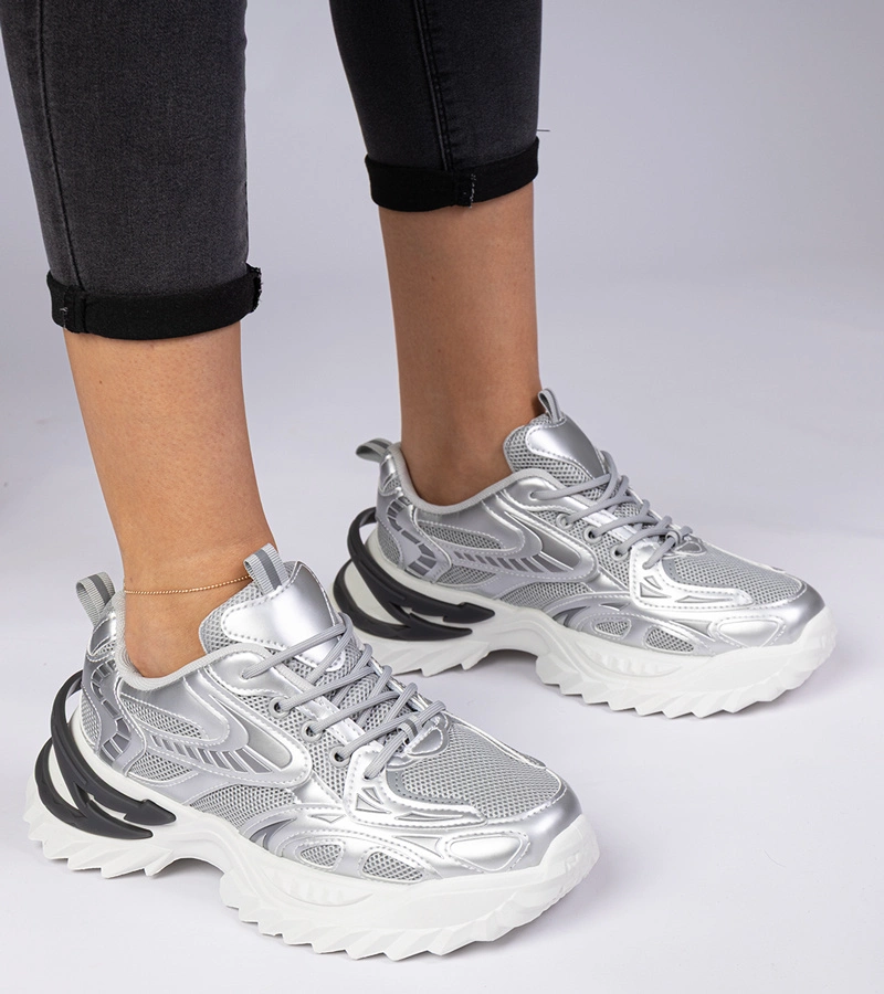 Gemre Adidași sport argintii cu talpă masivă Lirata