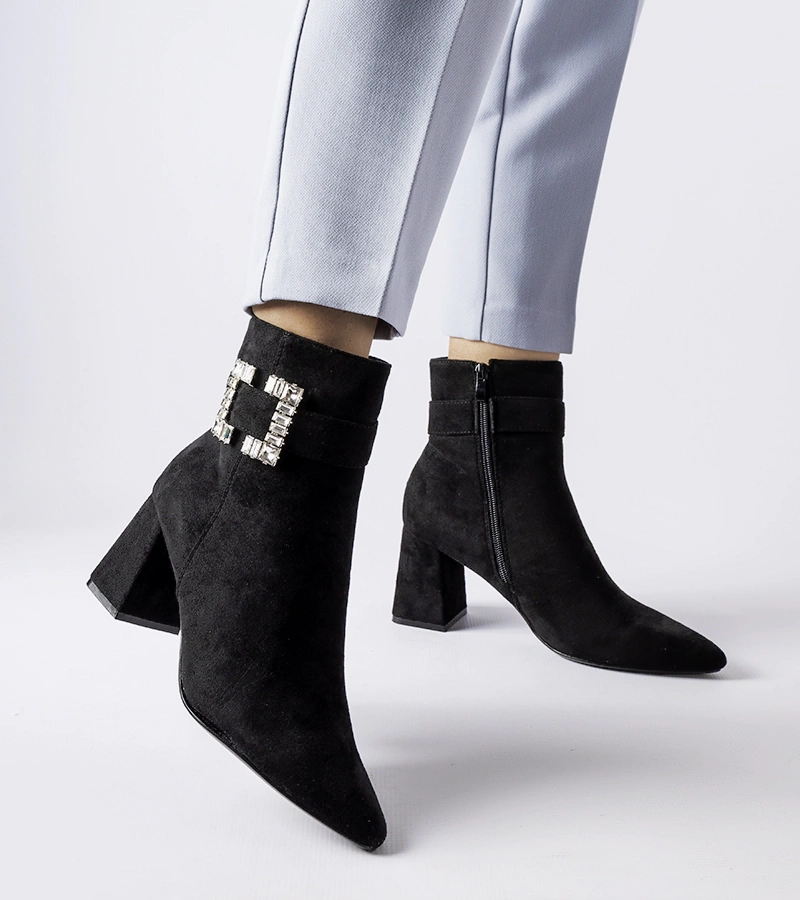 Gemre Cizme stiletto negre cu zirconii Alfero