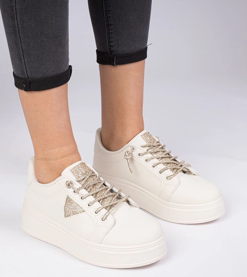 Gemre Adidași bej cu zirconii aurii Treysi