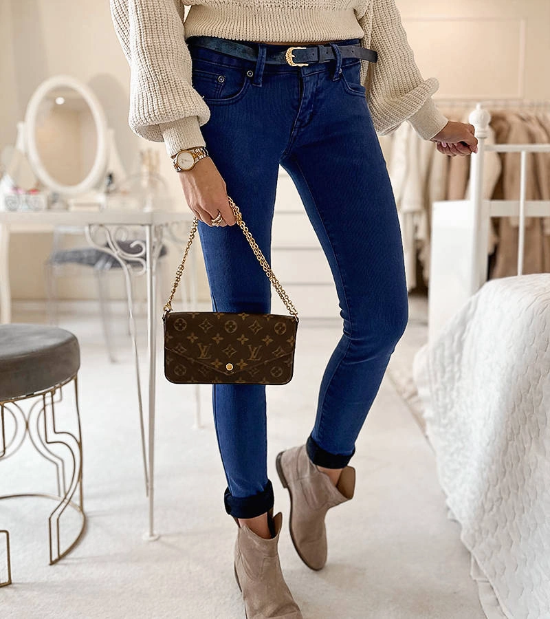 Gemre Pantaloni elastici albaștri cu centură Rocher