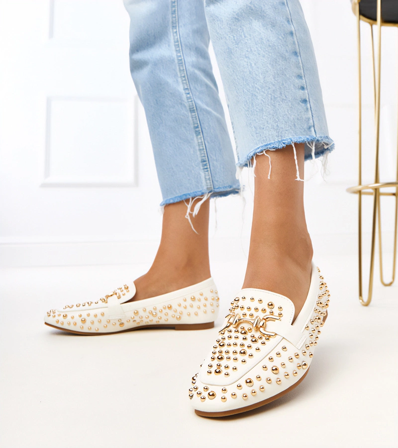 Gemre White studded moccasins Lea