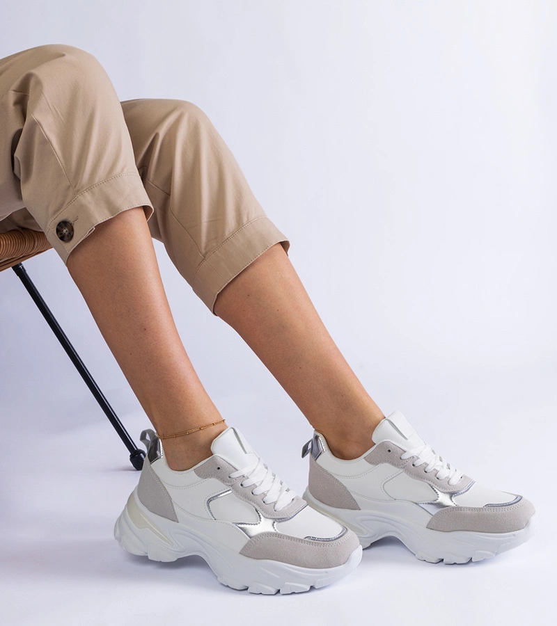 Gemre Adidași albi cu talpă masivă Torreza