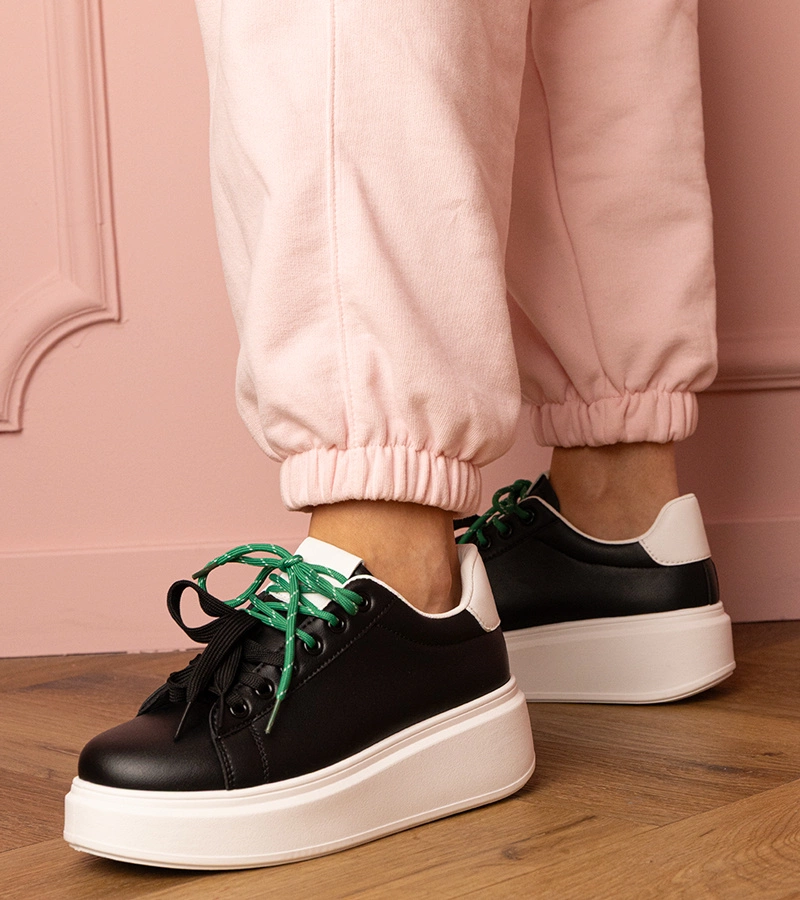 Gemre Adidași sport negri pe platformă Kler