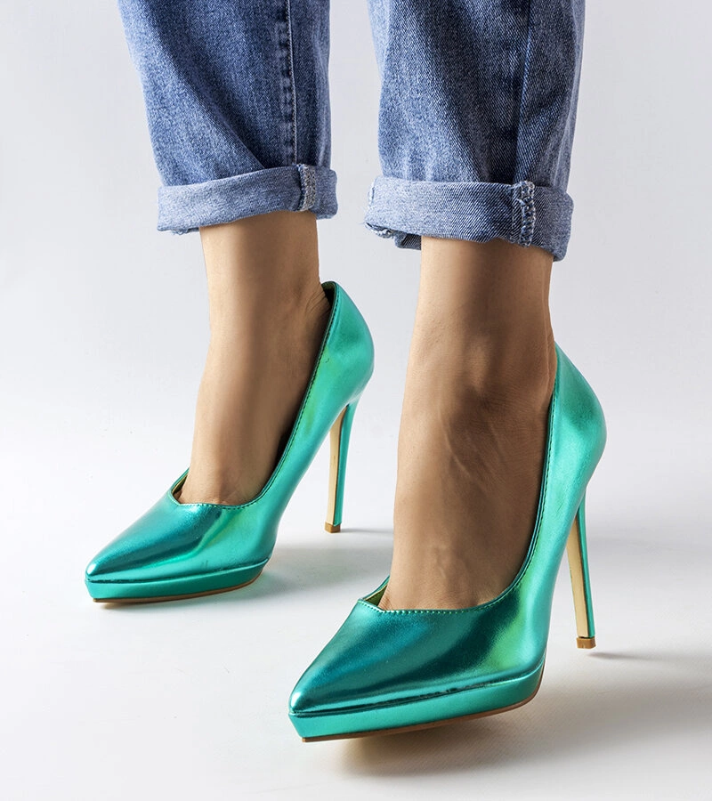 Gemre Stilettos cu oglinzi verzi Kristin