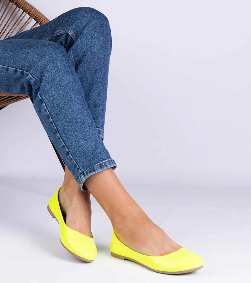 Gemre Balerini lăcuiți galben neon Aurika