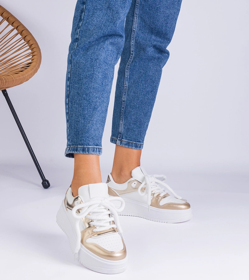 Gemre Adidași alb-aurii pe platformă Ivalda